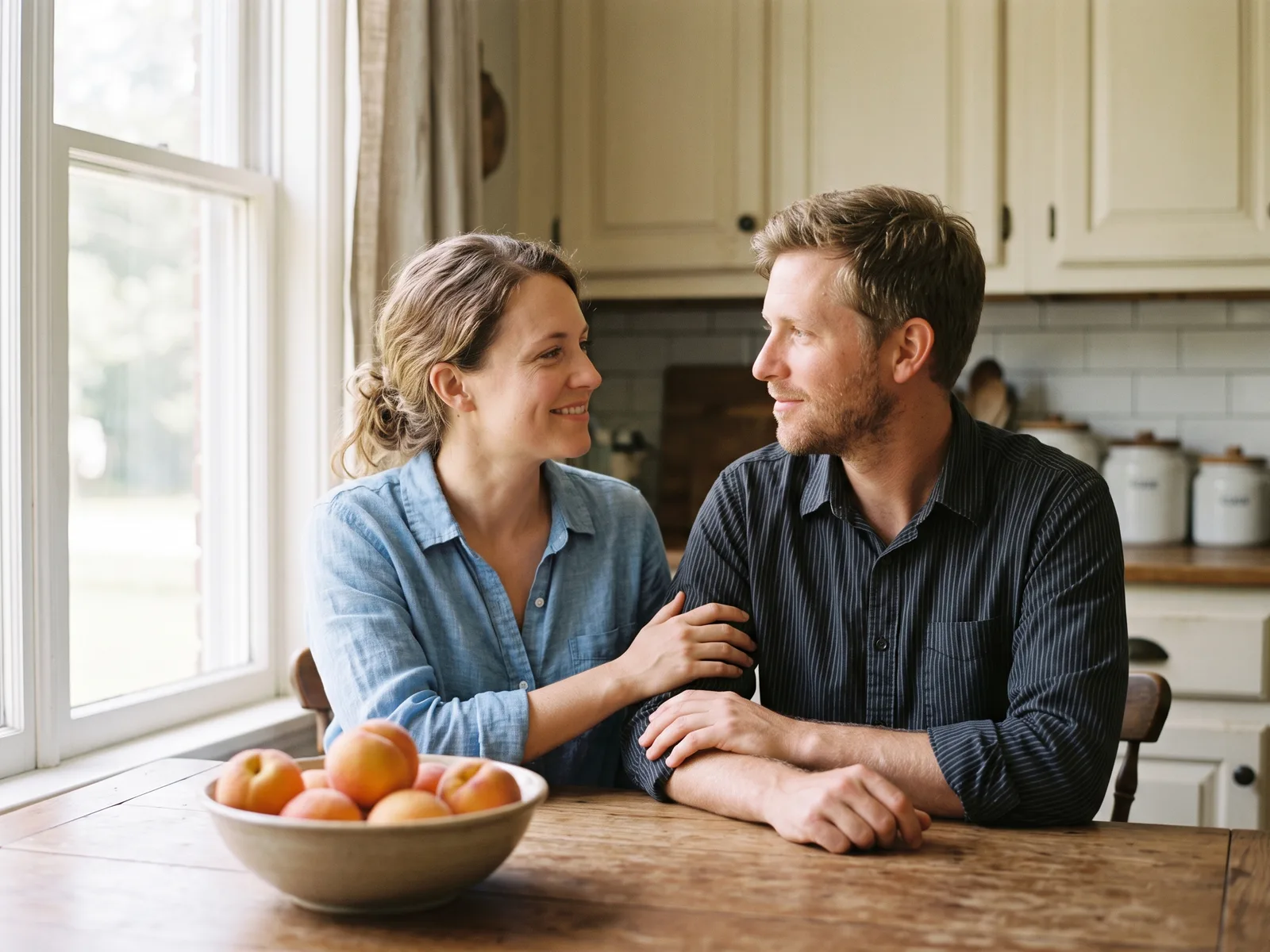 Hopeful adoptive couple planning adoption grants and financial assistance at their kitchen table