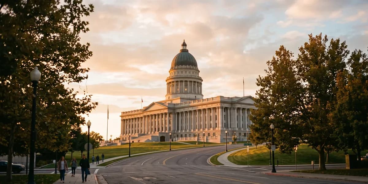 Utah State Capitol at golden hour, where H.B. 51 updated the state's Adoption Act in 2026