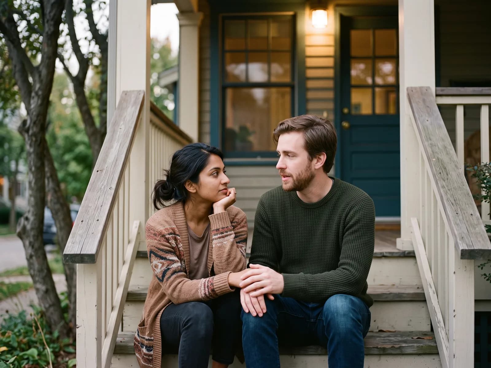 A hopeful couple discussing how much it costs to adopt a child