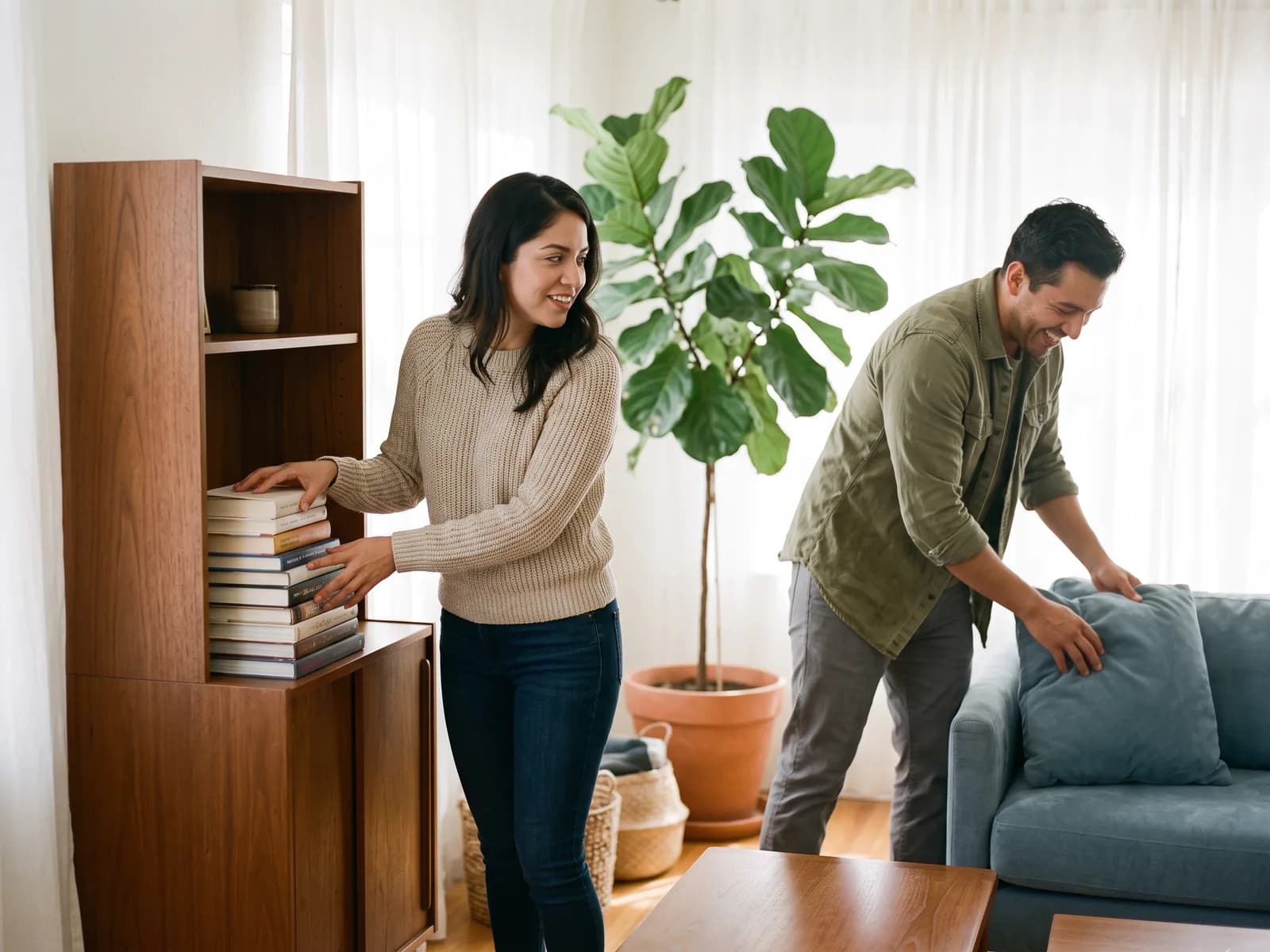 Couple preparing their home before the Utah adoption home study