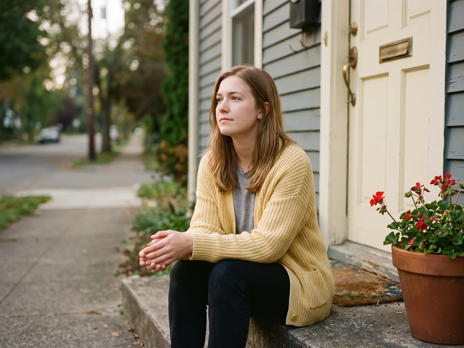 Young woman finding quiet strength, connected with pregnancy support resources